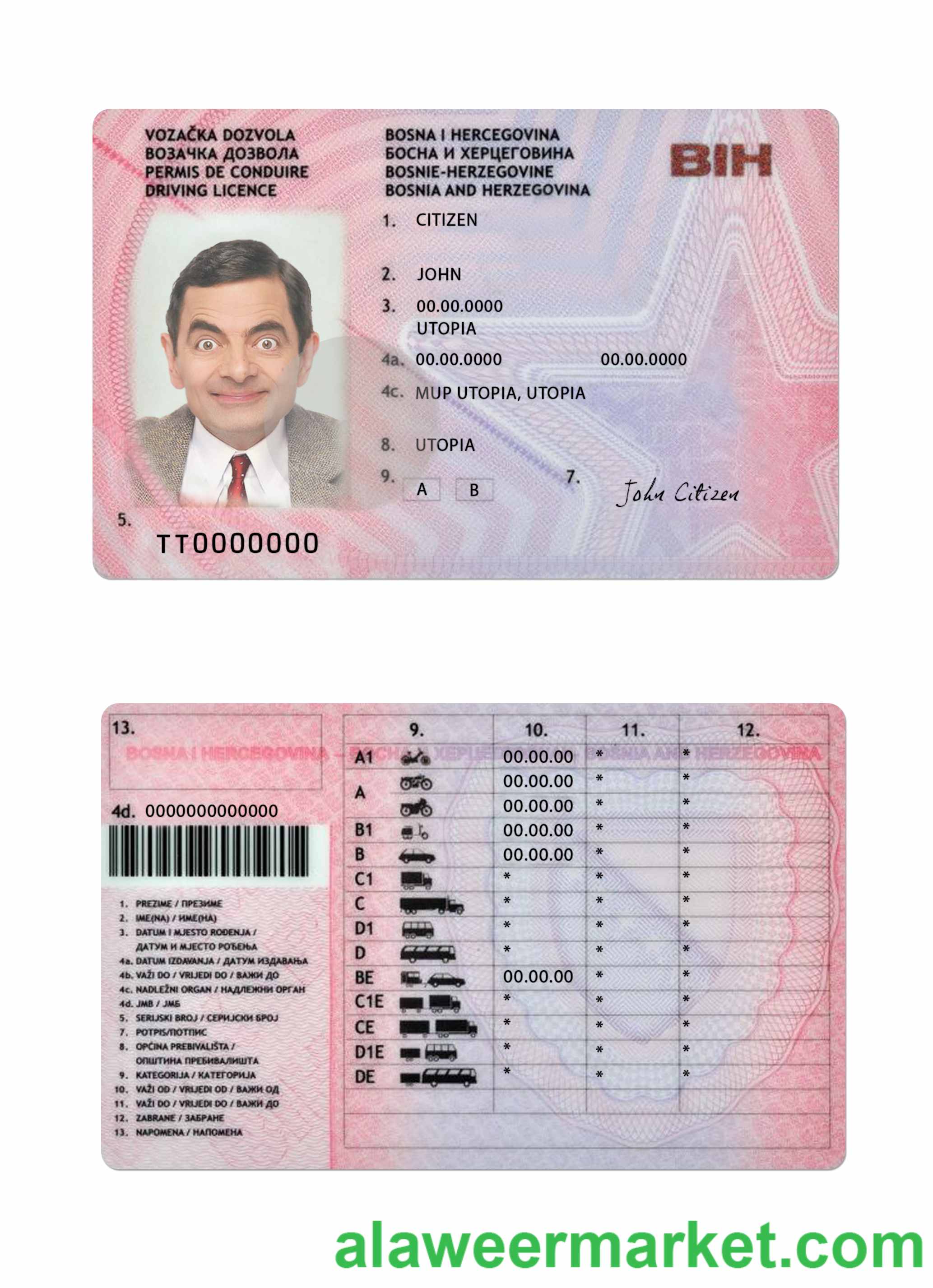 Bosnia and Herzegovina driving license version 2